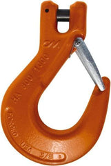 CM - 5/8 Inch Chain Diameter, Grade 100 Clevis Hook - 22,600 Lbs. Load Capacity, 0.71 Inch Inside Diameter, 3/4 Inch Pin Diameter, 1.69 Inch Hook Throat, 8.43 Inch Overall Length, 6.2 Inch Hook Width - Exact Tool & Supply