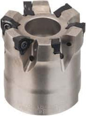 Seco - 6 Inserts, 1-1/2" Cut Diam, 3/4" Arbor Diam, 0.157" Max Depth of Cut, Indexable Square-Shoulder Face Mill - 1.57" High, XNEX 04.. Insert Compatibility, Through Coolant, Series R220.96 - Exact Tool & Supply