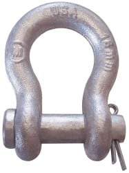 CM - 1/2" Nominal Chain Size, 3.3 Ton Alloy Steel Round Anchor Shackle - 23/32" Diam, 5/8" Pin Diam, 13/16" Wide Inside Jaw, 1-5/32" Inside Width - Exact Tool & Supply