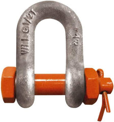 CM - 5/8" Nominal Chain Size, 3.25 Ton Carbon Steel Bolt Chain Shackle - 27/32" Diam, 3/4" Pin Diam, 1-1/16" Wide Inside Jaw, 1-1/16" Inside Width - Exact Tool & Supply