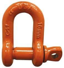 CM - 3/8" Nominal Chain Size, 1.5 Ton Carbon Steel Screw Chain Shackle - 17/32" Diam, 7/16" Pin Diam, 21/32" Wide Inside Jaw, 21/32" Inside Width - Exact Tool & Supply