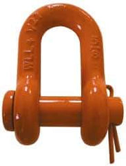 CM - 5/8" Nominal Chain Size, 4.5 Ton Carbon Steel Round Chain Shackle - 27/32" Diam, 3/4" Pin Diam, 1-1/16" Wide Inside Jaw, 1-1/16" Inside Width - Exact Tool & Supply