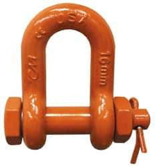 CM - 3/8" Nominal Chain Size, 1.5 Ton Carbon Steel Bolt Chain Shackle - 17/32" Diam, 7/16" Pin Diam, 21/32" Wide Inside Jaw, 21/32" Inside Width - Exact Tool & Supply