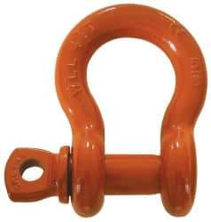 CM - 5/8" Nominal Chain Size, 4.5 Ton Carbon Steel Screw Anchor Shackle - 0.843" Diam, 3/4" Pin Diam, 1-1/16" Wide Inside Jaw, 1-1/2" Inside Width - Exact Tool & Supply