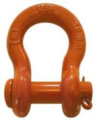 CM - 3/4" Nominal Chain Size, 6.5 Ton Carbon Steel Round Anchor Shackle - 31/32" Diam, 7/8" Pin Diam, 1-1/4" Wide Inside Jaw, 1-3/4" Inside Width - Exact Tool & Supply
