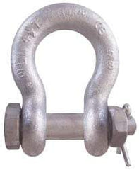 CM - 7/16" Nominal Chain Size, 2 Ton Carbon Steel Bolt Anchor Shackle - 19/32" Diam, 1/2" Pin Diam, 3/4" Wide Inside Jaw, 1-1/32" Inside Width - Exact Tool & Supply