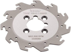 Iscar - Arbor Hole Connection, 0.079" Cutting Width, 1.02" Depth of Cut, 0.065" Cutter Diam, 1" Hole Diam, 11 Tooth Indexable Slotting Cutter - TGSF Toolholder, TAG N2 Insert - Exact Tool & Supply