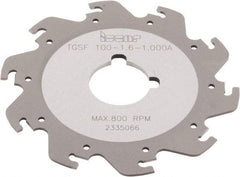 Iscar - Arbor Hole Connection, 1/16" Cutting Width, 1.181" Depth of Cut, 3-15/16" Cutter Diam, 1" Hole Diam, 10 Tooth Indexable Slotting Cutter - TGSF Toolholder, TAG N-A, TAG N-C/W/M, TAG N-J/JS/JT, TAG N-LF, TAG N-MF, TAG N-UT Insert - Exact Tool & Supply