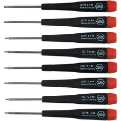 Wiha - 8 Piece Torx Screwdriver Set - Bit Sizes: Torx T1, T2, T3, T4, T5, T6, T-7 & T-8 - Exact Tool & Supply
