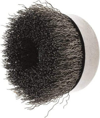 Weiler - 4" Diam, 5/8-11 Threaded Arbor, Steel Fill Cup Brush - 0.02 Wire Diam, 1-3/8" Trim Length, 9,000 Max RPM - Exact Tool & Supply