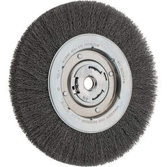 Weiler - 10" OD, 3/4" Arbor Hole, Crimped Steel Wheel Brush - 1-1/8" Face Width, 1-7/8" Trim Length, 0.014" Filament Diam, 3,600 RPM - Exact Tool & Supply