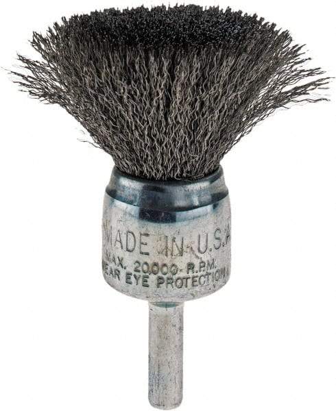 Weiler - 3/4" Brush Diam, Crimped, End Brush - 1/4" Diam Shank, 22,000 Max RPM - Exact Tool & Supply