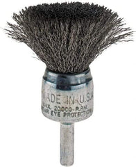 Weiler - 3/4" Brush Diam, Crimped, End Brush - 1/4" Diam Shank, 22,000 Max RPM - Exact Tool & Supply