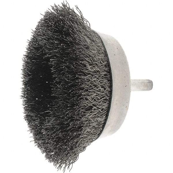 Weiler - 2-3/4" Diam, Steel Fill Cup Brush - 0.0118 Wire Diam, 7/8" Trim Length, 4,500 Max RPM - Exact Tool & Supply