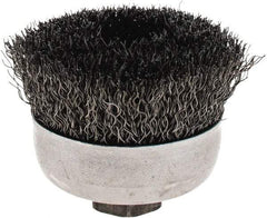 Weiler - 2-3/4" Diam, 5/8-11 Threaded Arbor, Steel Fill Cup Brush - 0.014 Wire Diam, 1" Trim Length, 14,000 Max RPM - Exact Tool & Supply