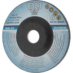 Value Collection - 5" Wheel Diam, 1/4" Wheel Thickness, Type 27 Depressed Center Wheel - Aluminum Oxide, 12,200 Max RPM - Exact Tool & Supply