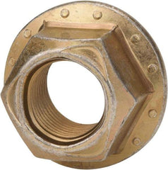 Made in USA - 3/8-24 Grade 8 Steel Hex Flange Lock Nut - Zinc Yellow Dichromate Finish - Exact Tool & Supply