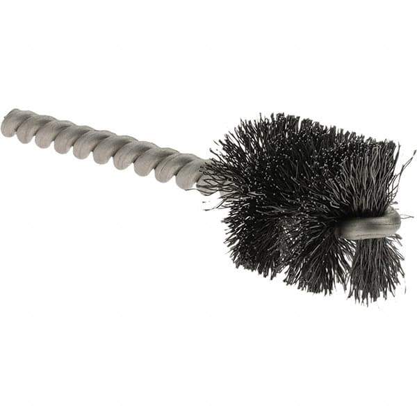 Weiler - 1" Diam Helical Steel Tube Brush - Single Spiral, 0.008" Filament Diam, 1" Brush Length, 3-1/2" OAL, 1/4" Diam Stainless Steel Shank - Exact Tool & Supply