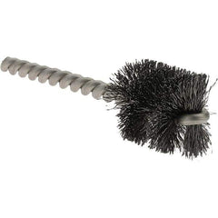 Weiler - 1" Diam Helical Steel Tube Brush - Single Spiral, 0.008" Filament Diam, 1" Brush Length, 3-1/2" OAL, 1/4" Diam Stainless Steel Shank - Exact Tool & Supply