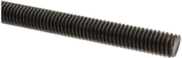 Value Collection - 3/8-16 UNC (Coarse), 6' Long, Medium Carbon Steel Threaded Rod - Black Oxide Finish, Right Hand Thread - Exact Tool & Supply