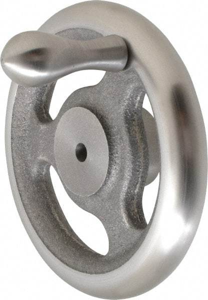 Made in USA - 5", Straight Handwheel - 1-1/2" Hub, Cast Iron, Plain Finish - Exact Tool & Supply