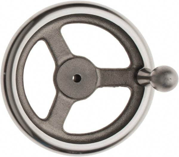 Made in USA - 7", Offset Handwheel - 1-5/8" Hub, Cast Iron, Plain Finish - Exact Tool & Supply