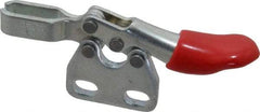 De-Sta-Co - 60 Lb Holding Capacity, Horizontal Handle, Manual Hold Down Toggle Clamp - 80° Handle Movement, 90° Bar Opening, U-Bar, Straight Base, Electro-Plated Zinc, Carbon Steel - Exact Tool & Supply