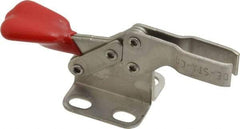 De-Sta-Co - 100 Lb Holding Capacity, Horizontal Handle, Manual Hold Down Toggle Clamp - 90° Handle Movement, 90° Bar Opening, U-Bar, Flanged Base, Electro-Plated Zinc, Stainless Steel - Exact Tool & Supply