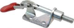 De-Sta-Co - 100 Lb Load Capacity, Flanged Base, Carbon Steel, Standard Straight Line Action Clamp - 3 Mounting Holes, 0.17" Mounting Hole Diam, 1/4" Plunger Diam, Thumb Handle - Exact Tool & Supply