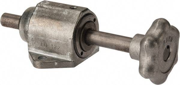 De-Sta-Co - 3,000 N Capacity, M6 Plunger, 12mm Plunger Diam, Foot Mt, One Hand, Hand Wheel Actuation, Variable Stroke Straight Line Action Clamp - 45mm Max Rapid Stroke, 3mm Max Clamping Stroke, 6.5mm Mt Hole Diam, 68mm Overall Height, 153mm OAL - Exact Tool & Supply