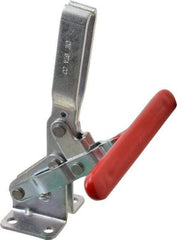 De-Sta-Co - 600 Lb Holding Capacity, Vertical Handle, Manual Hold Down Toggle Clamp - 58° Handle Movement, 103° Bar Opening, U-Bar, Flanged Base, Electro-Plated Zinc, Carbon Steel - Exact Tool & Supply