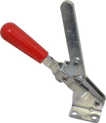 De-Sta-Co - 750 Lb Holding Capacity, Vertical Handle, Manual Hold Down Toggle Clamp - 58° Handle Movement, 103° Bar Opening, Solid Bar, Flanged Base, Electro-Plated Zinc, Carbon Steel - Exact Tool & Supply