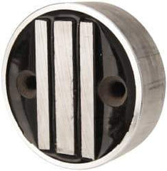 Mag-Mate - 1" Long x 3" Diam x 1" High, 2 Mounting Holes, 3 Poles, Cylindrical Neodymium Rare Earth Holding Magnet - 60 Lb Average & 145 Lb Max Pull Force, 1/4 Mounting Hole, Through Hole Style, 200°F Max Operating Temp - Exact Tool & Supply