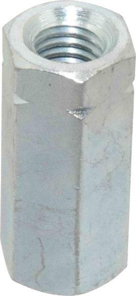 Made in USA - 1/2-13 UNC, 1-3/4" OAL Steel Standard Coupling Nut - Zinc-Plated Finish, 3/4" Width Across Flats - Exact Tool & Supply