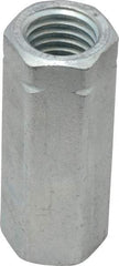 Made in USA - 5/8-11 UNC, 2-1/8" OAL Steel Standard Coupling Nut - Zinc-Plated Finish, 13/16" Width Across Flats - Exact Tool & Supply