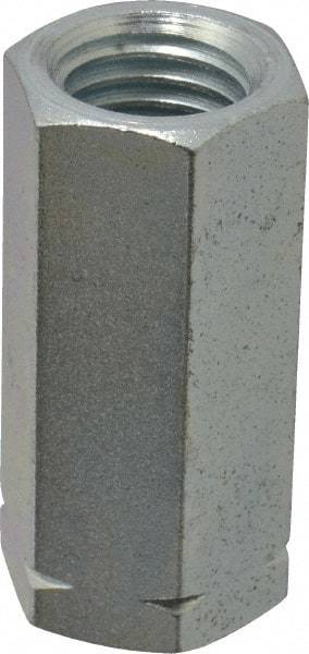 Made in USA - 3/4-10 UNC, 2-1/4" OAL Steel Standard Coupling Nut - Zinc-Plated Finish, 1" Width Across Flats - Exact Tool & Supply