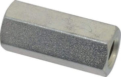Made in USA - M10x1.50 Metric Coarse, 1-1/2" OAL Steel Standard Coupling Nut - Zinc-Plated Finish, 5/8" Width Across Flats - Exact Tool & Supply