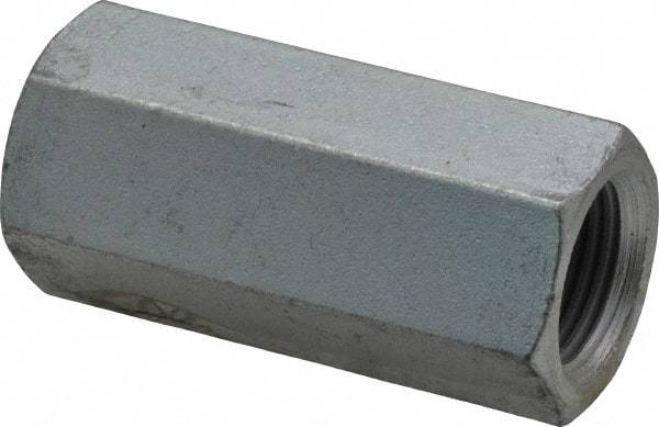 Value Collection - 3/4-16 UNF, 2-1/4" OAL Steel Standard Coupling Nut - Zinc-Plated Finish, 1" Width Across Flats - Exact Tool & Supply