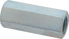 Made in USA - 5/8-11 UNC, 2-1/8" OAL Steel Standard Coupling Nut - Zinc-Plated Finish, 13/16" Width Across Flats - Exact Tool & Supply