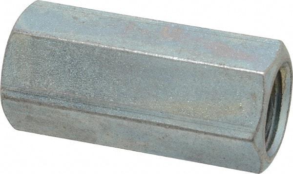 Made in USA - 3/4-10 UNC, 2-1/4" OAL Steel Standard Coupling Nut - Zinc-Plated Finish, 1" Width Across Flats - Exact Tool & Supply