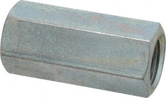 Made in USA - 3/4-10 UNC, 2-1/4" OAL Steel Standard Coupling Nut - Zinc-Plated Finish, 1" Width Across Flats - Exact Tool & Supply