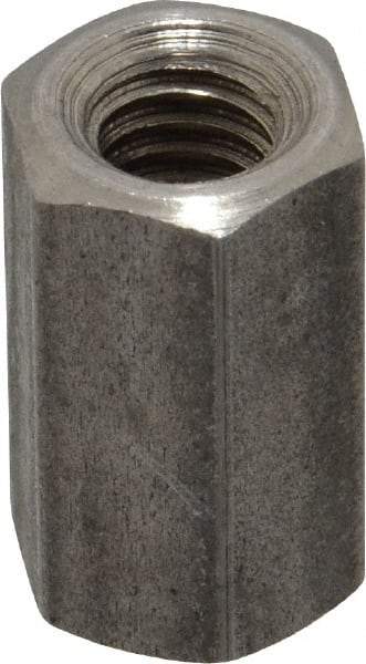 Made in USA - 5/16-18 UNC, 7/8" OAL Stainless Steel Standard Coupling Nut - 1/2" Width Across Flats - Exact Tool & Supply