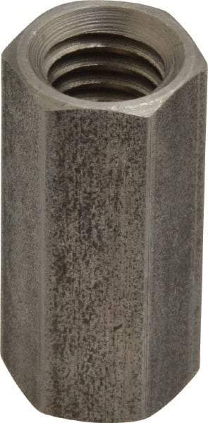 Made in USA - 3/8-16 UNC, 1-1/8" OAL Stainless Steel Standard Coupling Nut - 1/2" Width Across Flats - Exact Tool & Supply