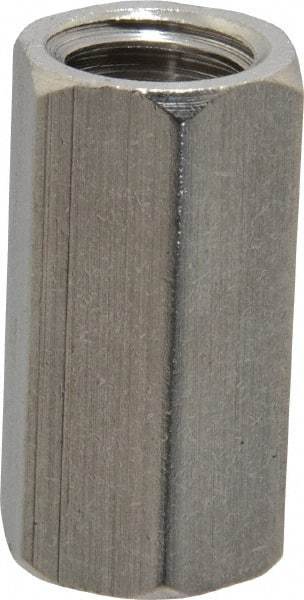 Made in USA - 1/2-13 UNC, 1-1/4" OAL Stainless Steel Standard Coupling Nut - 5/8" Width Across Flats - Exact Tool & Supply