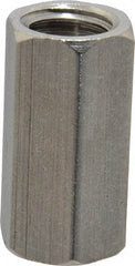 Made in USA - 1/2-13 UNC, 1-1/4" OAL Stainless Steel Standard Coupling Nut - 5/8" Width Across Flats - Exact Tool & Supply