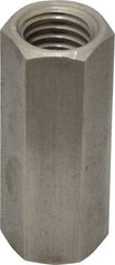 Made in USA - 5/8-11 UNC, 2-1/8" OAL Stainless Steel Standard Coupling Nut - 13/16" Width Across Flats - Exact Tool & Supply