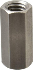 Made in USA - 3/8-16 UNC, 1-1/8" OAL Stainless Steel Standard Coupling Nut - 1/2" Width Across Flats - Exact Tool & Supply