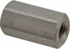 Made in USA - #10-32 UNF, 3/4" OAL Stainless Steel Standard Coupling Nut - 3/8" Width Across Flats - Exact Tool & Supply