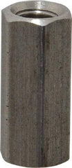 Made in USA - 1/4-28 UNF, 7/8" OAL Stainless Steel Standard Coupling Nut - 3/8" Width Across Flats - Exact Tool & Supply