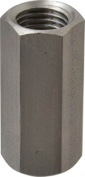 Made in USA - 7/16-20 UNF, 1-1/4" OAL Stainless Steel Standard Coupling Nut - 9/16" Width Across Flats - Exact Tool & Supply